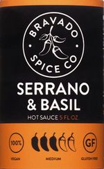 logo for bottle of Serrano and Basil Hot Sauce